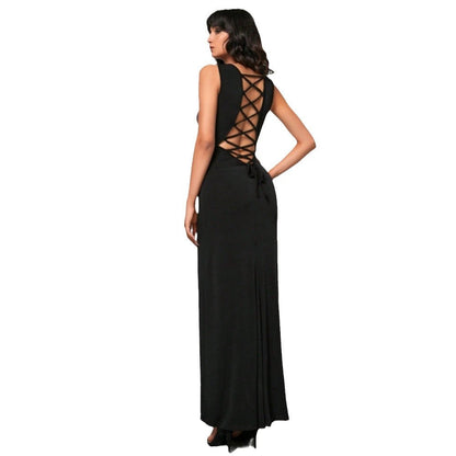 Damen Maxikleid Schnürung Rücken Norvielle
