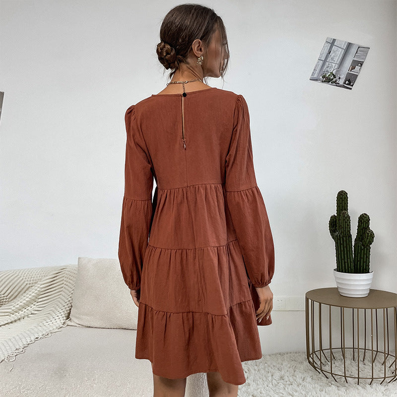 Damen Wickelkleid mit Rüschendetails Voluminöser Rock Norvielle