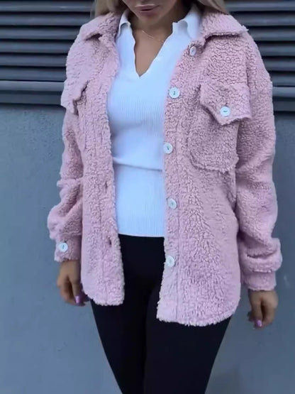 Damen Fleecejacke Lässig Mit Taschen Knopf Norvielle - Norvielle