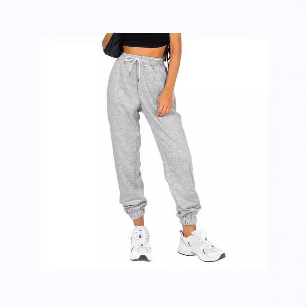 Damen Sport-Sweatpants Elastischer Bund Mit Kordelzug Beige