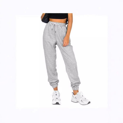 Damen Sport-Sweatpants Elastischer Bund Mit Kordelzug Beige