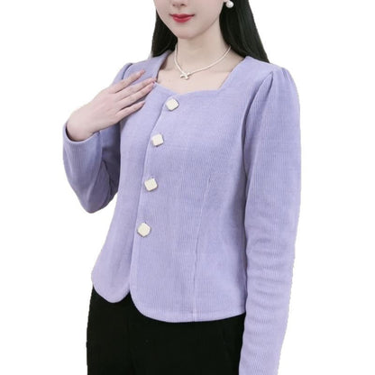 Damen Kurzjacke Dekorative Knöpfe Norvielle