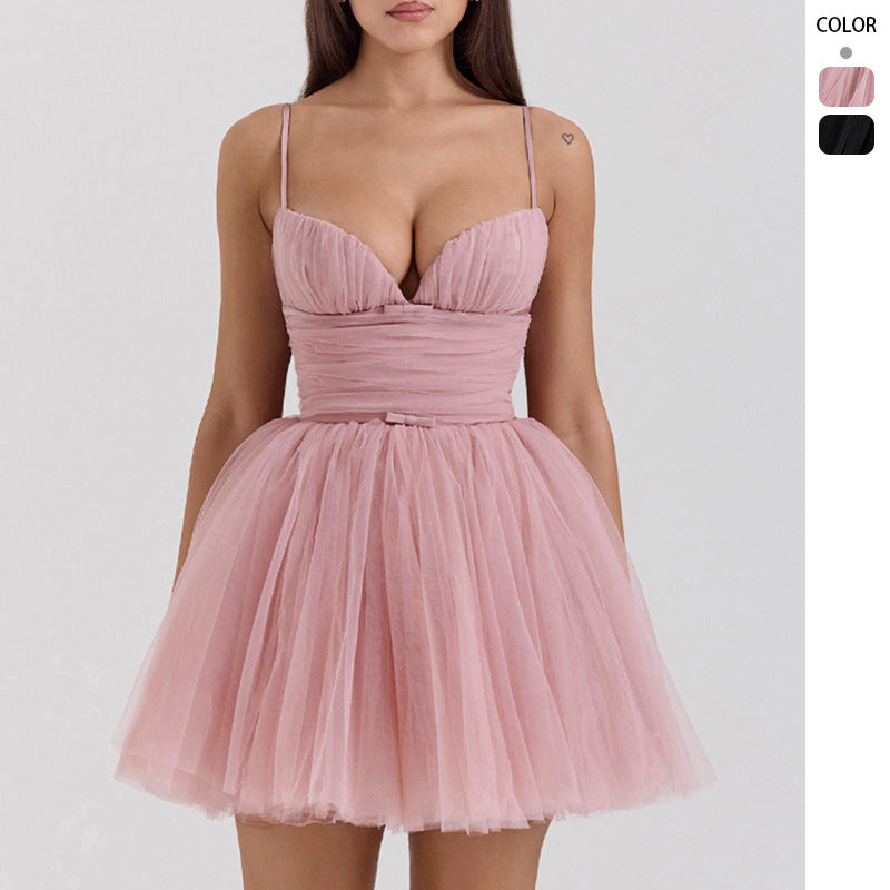 Damen Cocktailkleid V-Ausschnitt Tüllrock Norvielle - Norvielle