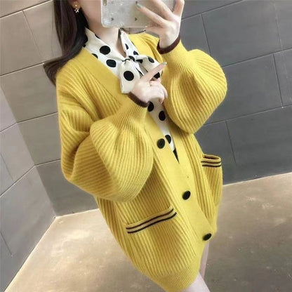 Damen Strickjacke Mit Taschen Dekorativen Knöpfen Norvielle