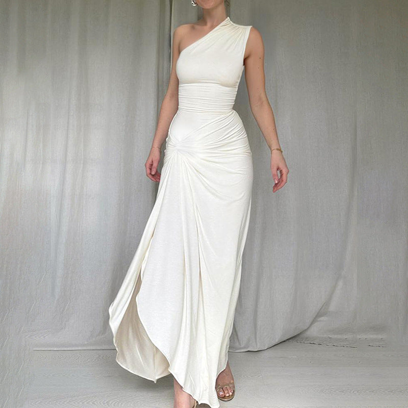 Damen Maxikleid Asymmetrischer Schnitt Seitlicher Schlitz