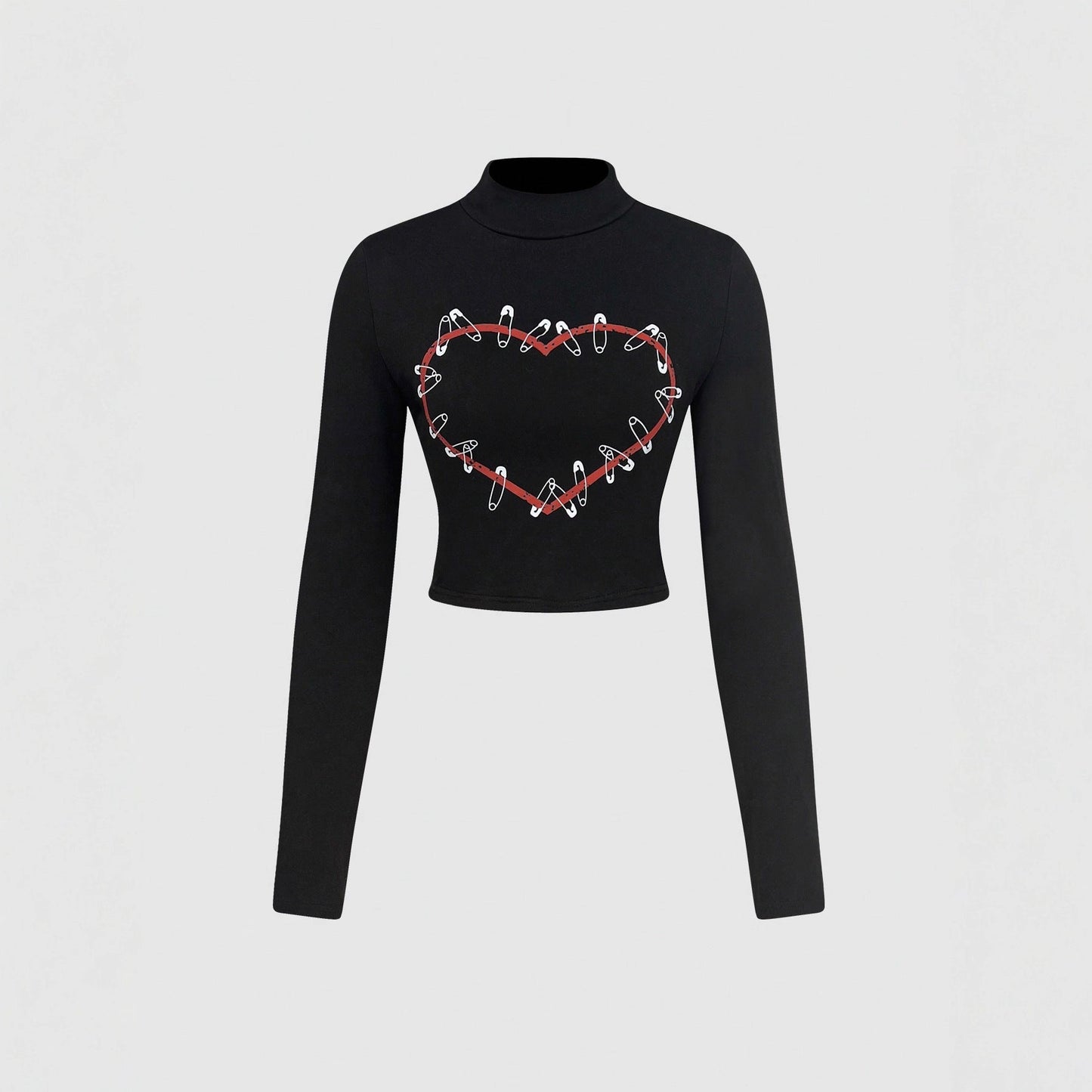 Damen Langarm Crop- Herz-Design Norvielle - Norvielle