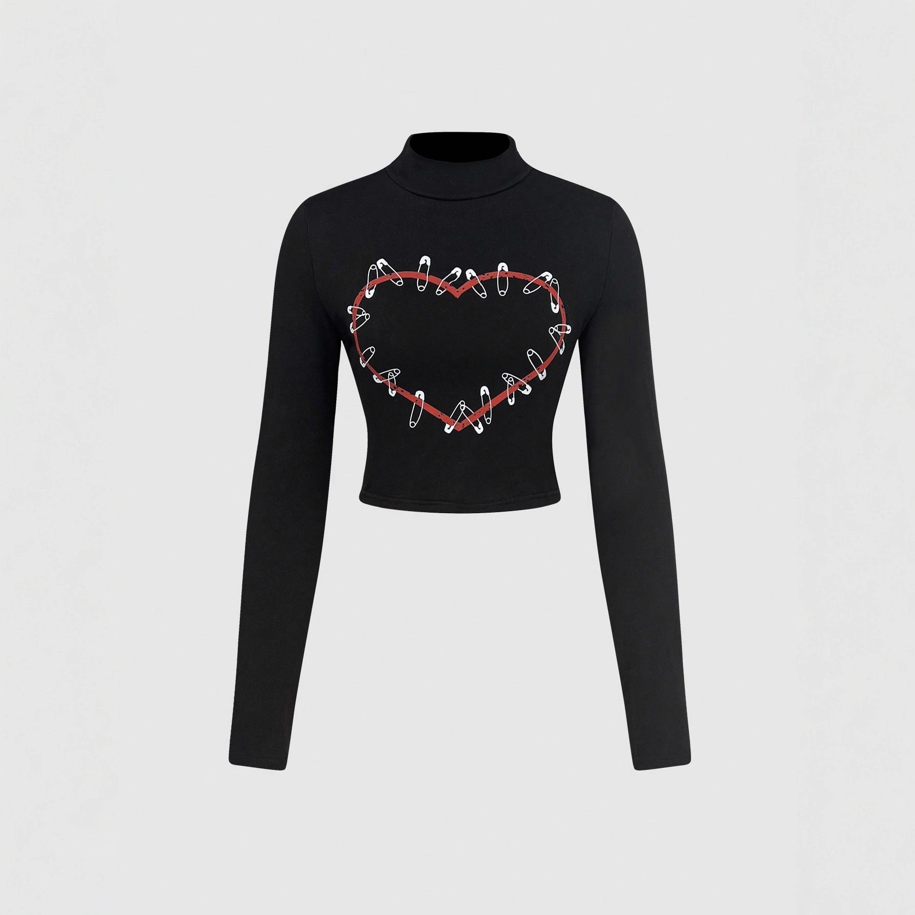 Damen Langarm Crop- Herz-Design Norvielle - Norvielle