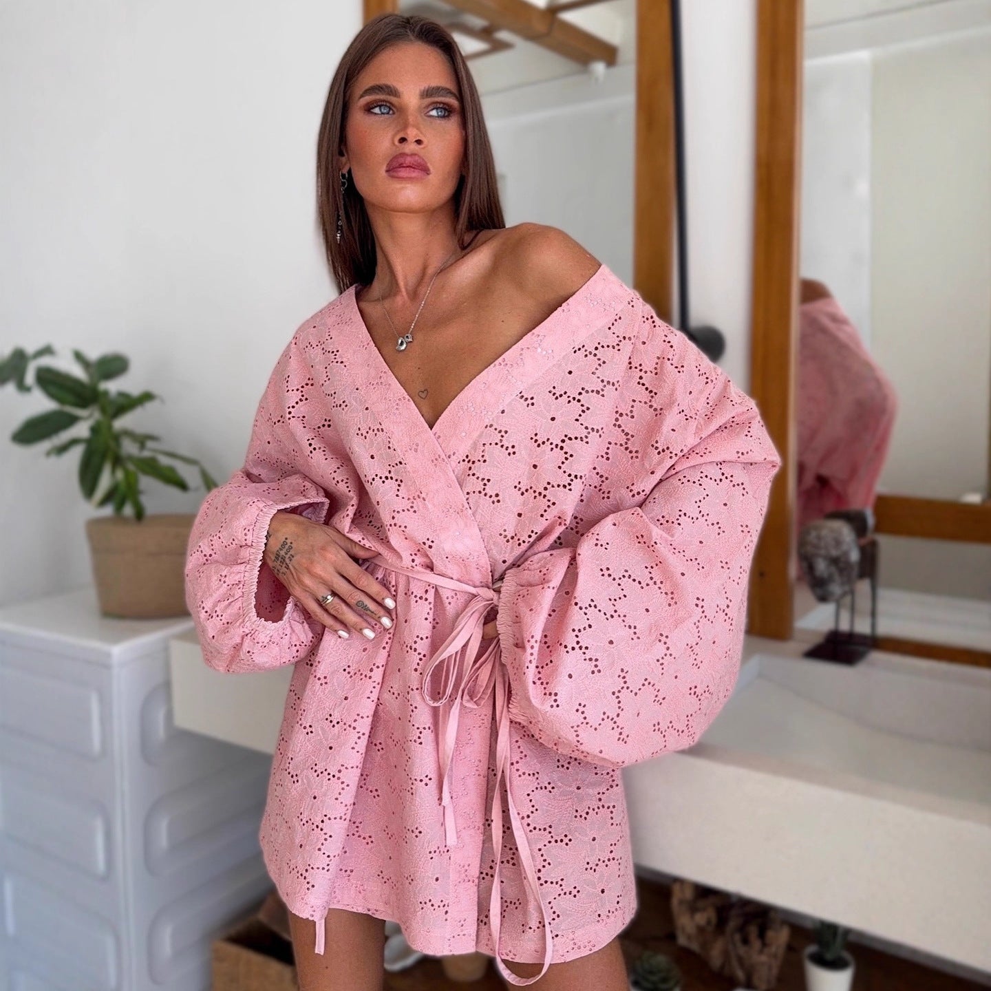Damen Kimono mit Taillengürtel Norvielle