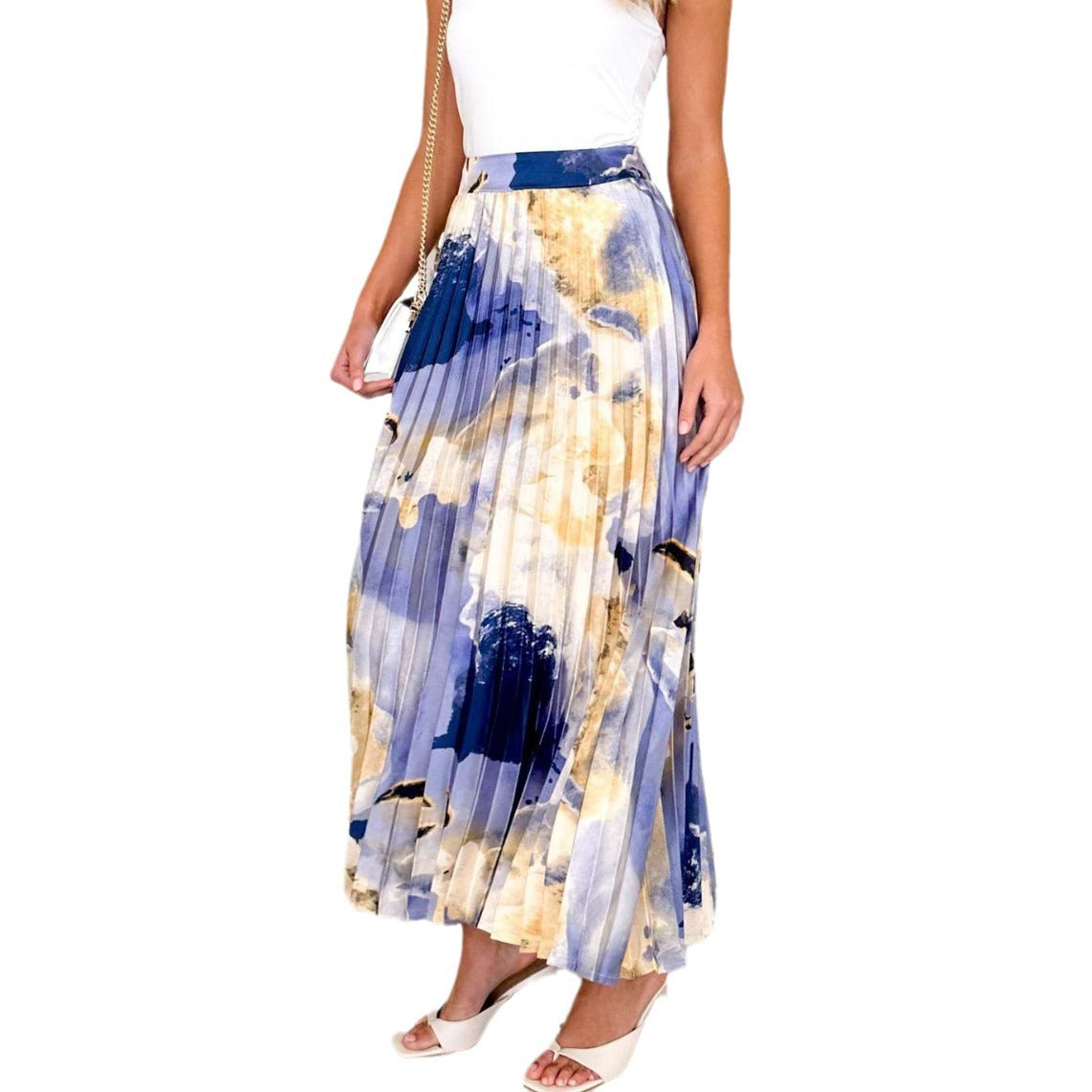Damen Plissee-Rock Florales Muster Elastischer Bund