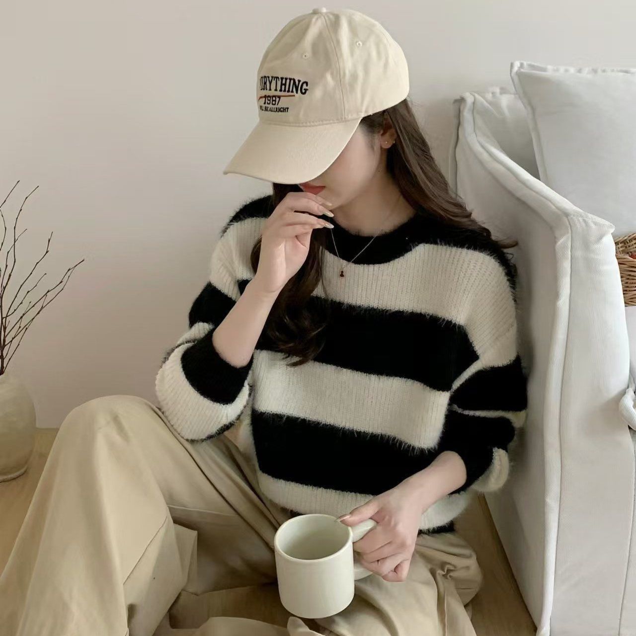 Damen Kuschelpullover Gestreift Norvielle