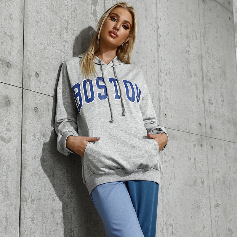 Damen Kapuzenpullover Oversized mit Schriftzug