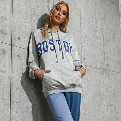 Damen Kapuzenpullover Oversized mit Schriftzug