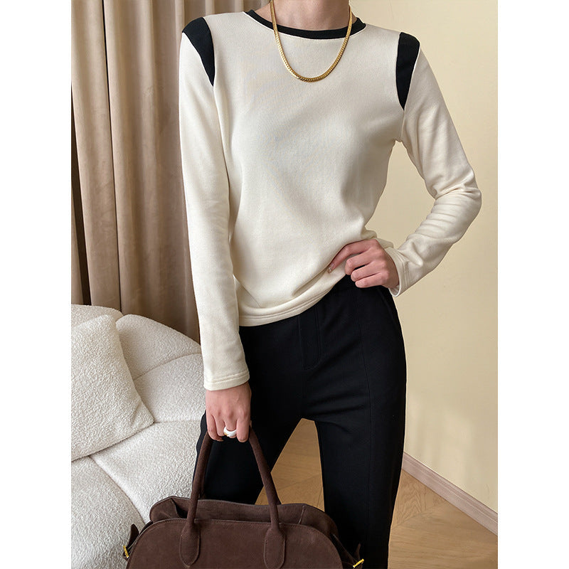 Damen Langarmshirt Kontrast-Einsätze Norvielle