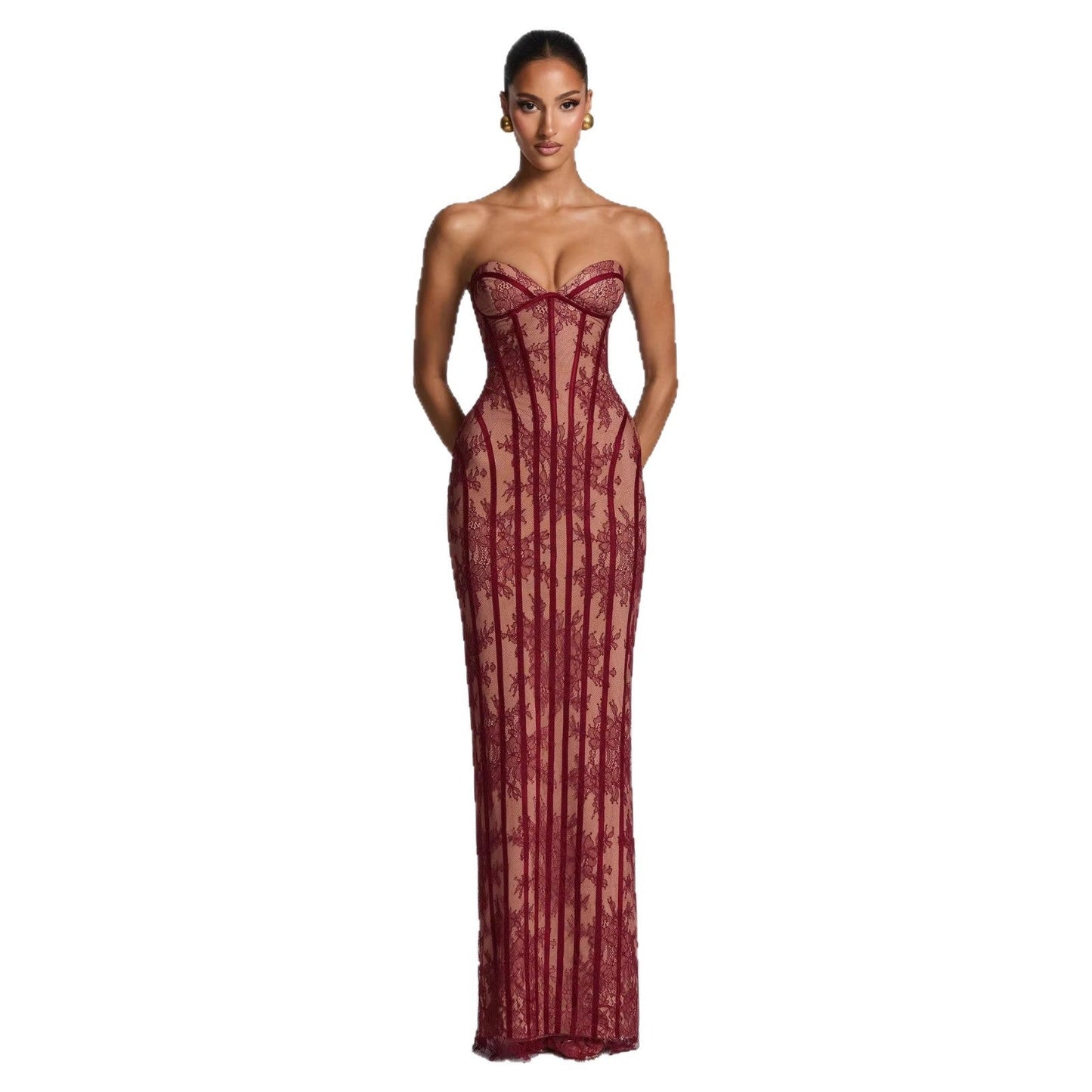 Damen Spitzenkleid mit Bustier-Oberteil und feinen Details Norvielle