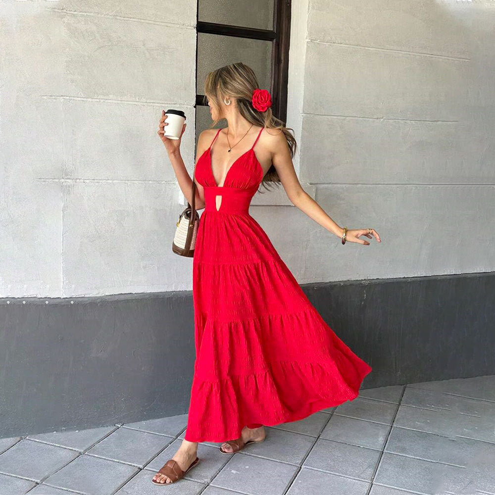 Damen Maxi-Kleid mit Cut-Out-Details und fließendem Schnitt Norvielle