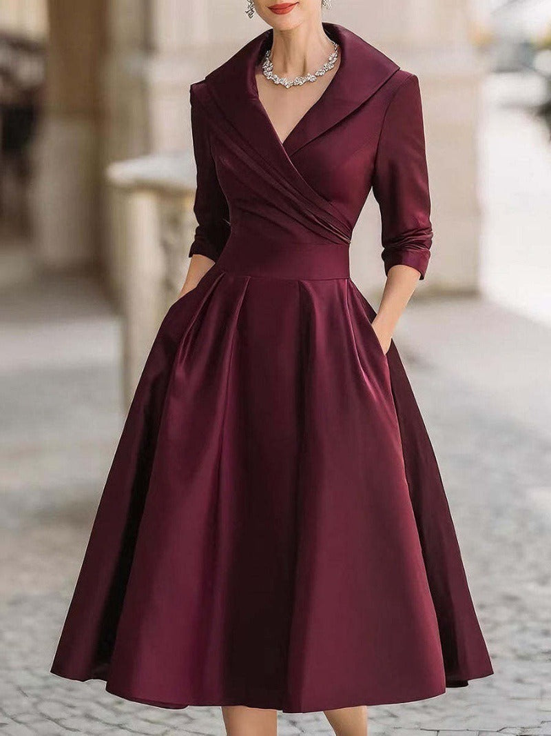 Damen Wickelkleid mit Schößchen und Taschen Norvielle
