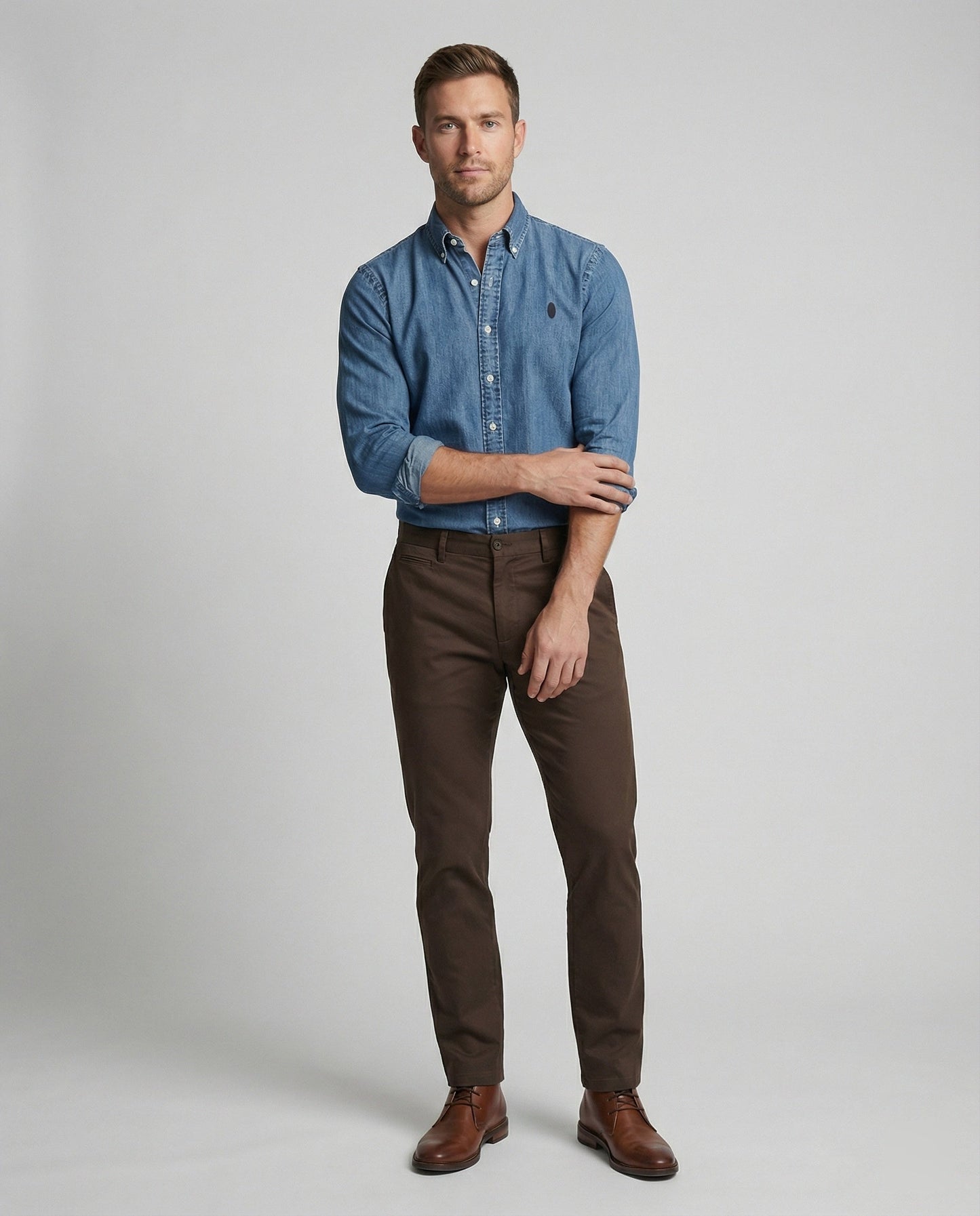 Herren Chambrayhemd Kentkragen modern