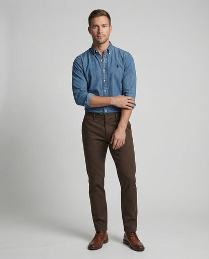 Herren Chambrayhemd Kentkragen modern