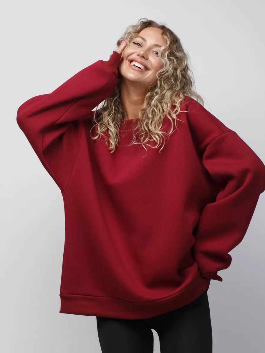 Damen Sweatshirt Weiches Innenfutter Breite Schultern Norvielle
