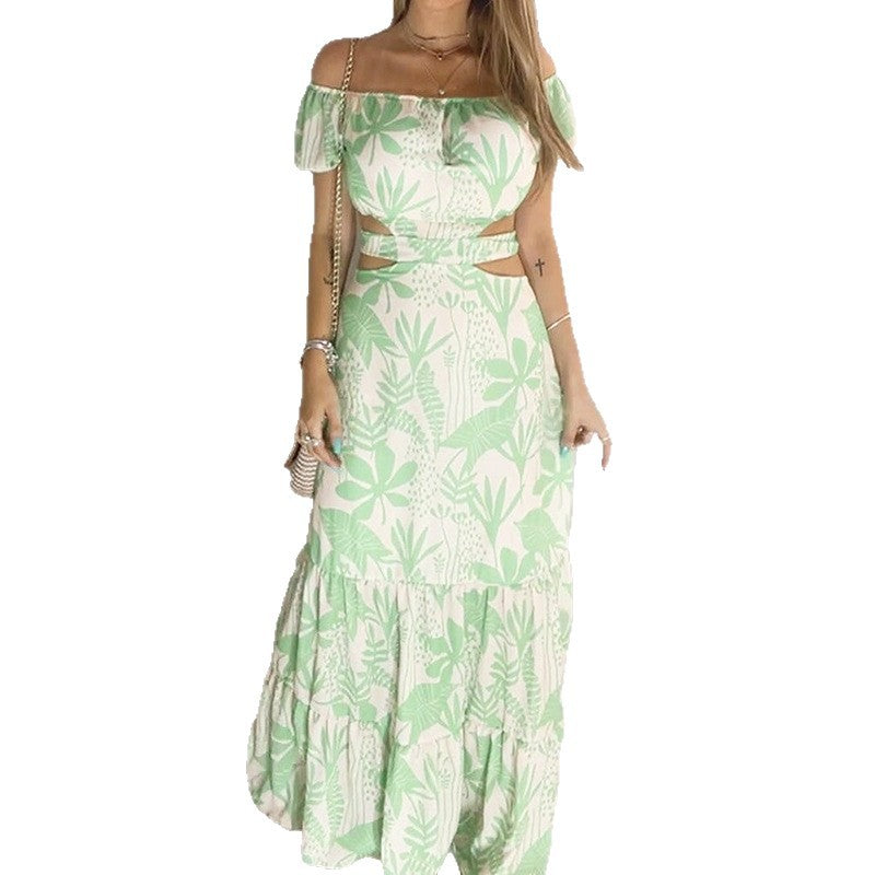 Damen Maxikleid Off-Shoulder Rüschen Norvielle
