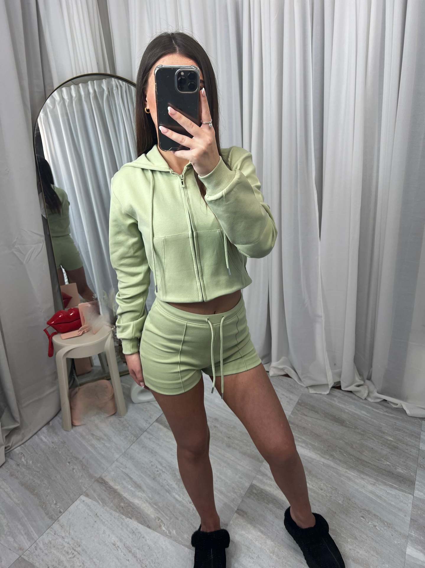 Damen Sportliches Kurzset mit Kapuze