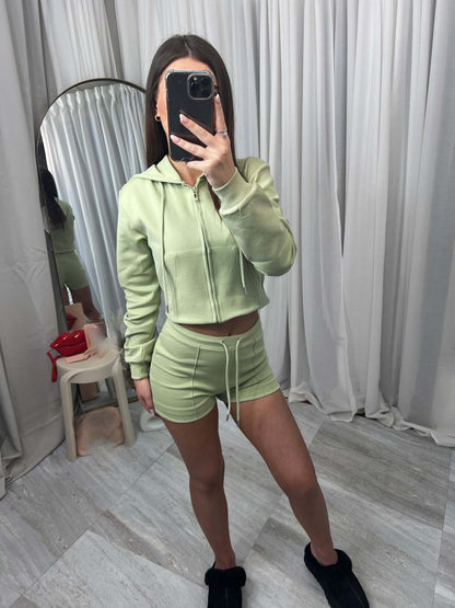 Damen Sportliches Kurzset mit Kapuze