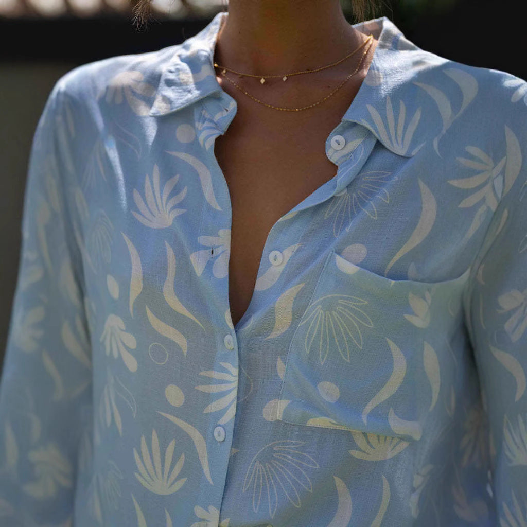 Damen Relax-Outfit Floralmuster Leicht Locker Norvielle