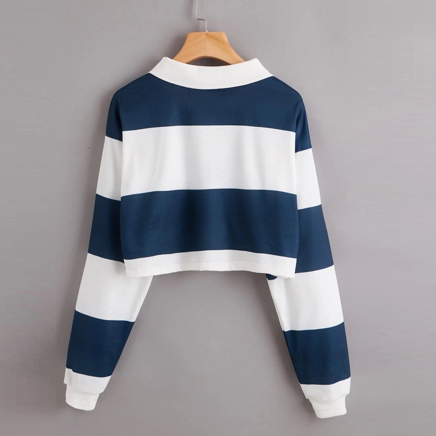 Damen Kurzarm Polo Sweater Bunte Streifen