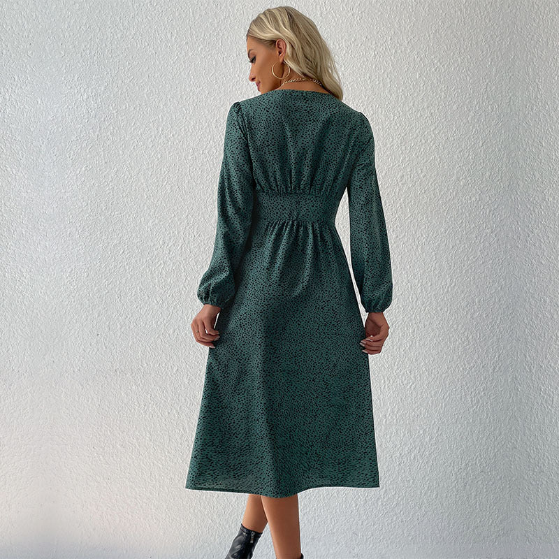 Damen Hemdblusenkleid Knielang mit Knopfverschluss Blumenmuster