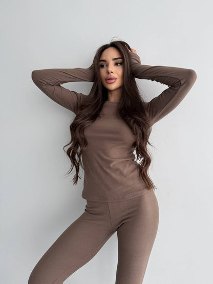 Damen Fitness-Loungewear-Set Körperbetont Norvielle