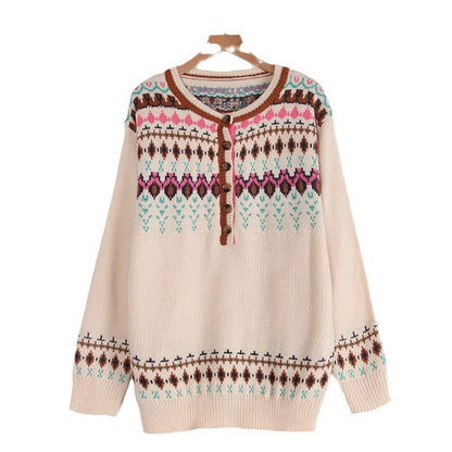 Damen Strickpullover Norwegermuster Bunt