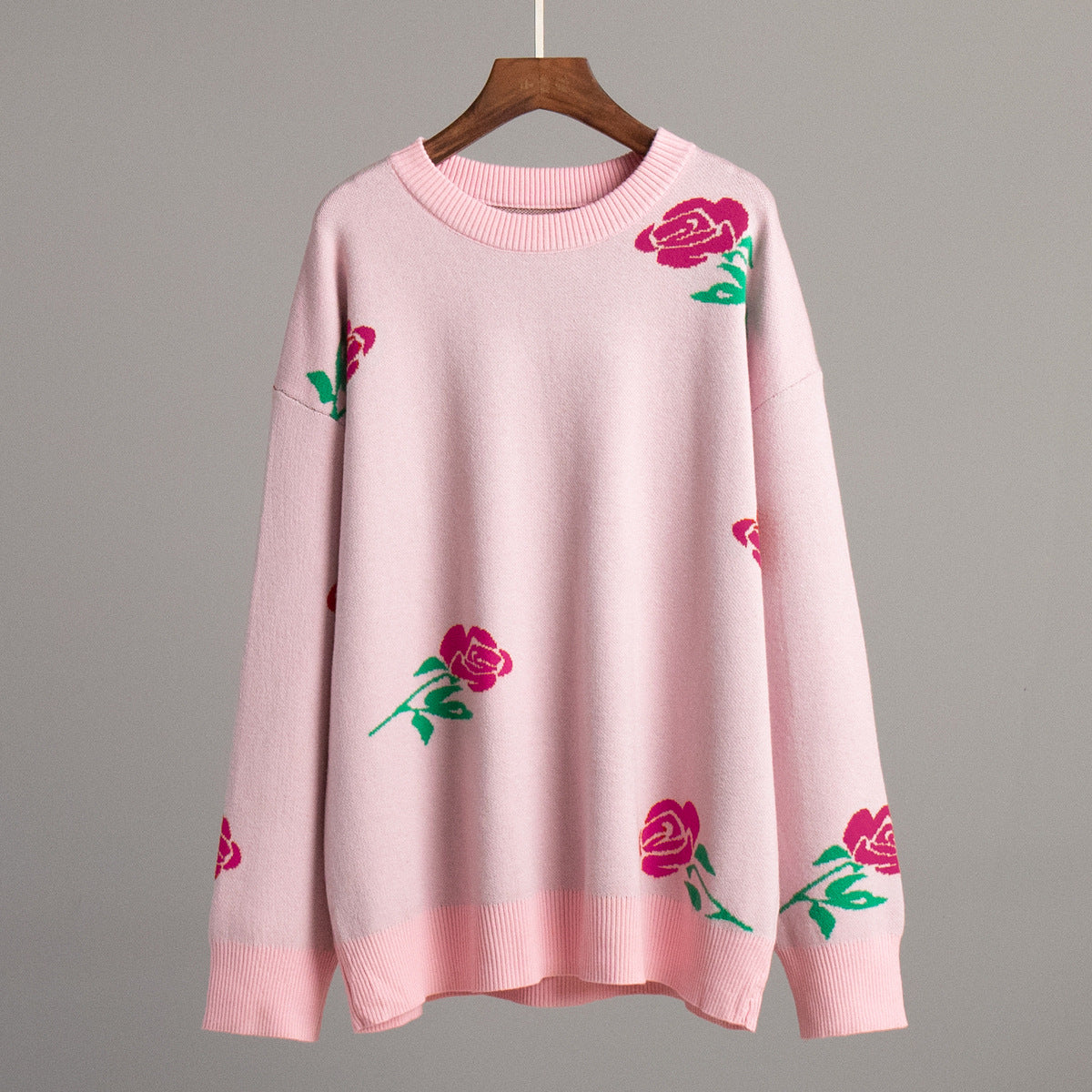 Damen Strickpullover Floralmuster Locker Norvielle