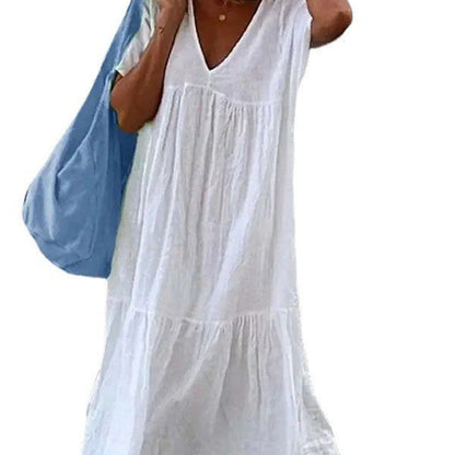 Damen Sommerkleid V-Ausschnitt Voluminöser Rock Norvielle