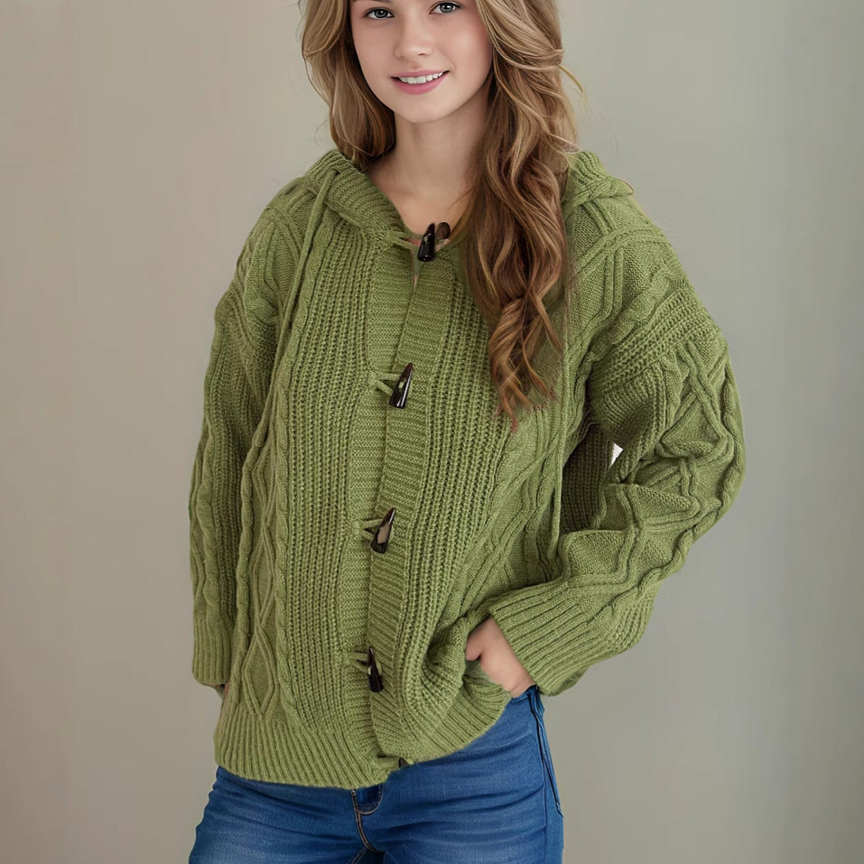 Damen Grobstrick Cardigan mit Zopfmuster