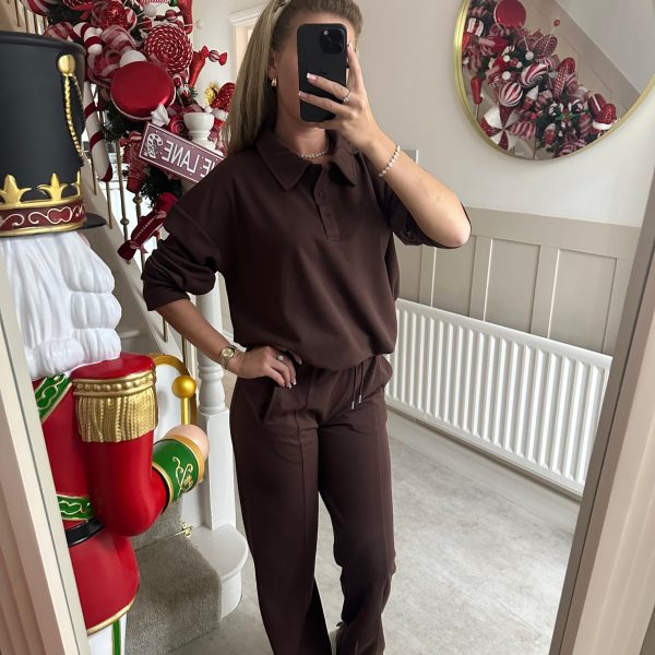 Damen Freizeitanzug Hochkragen Weite Hosen Elegant