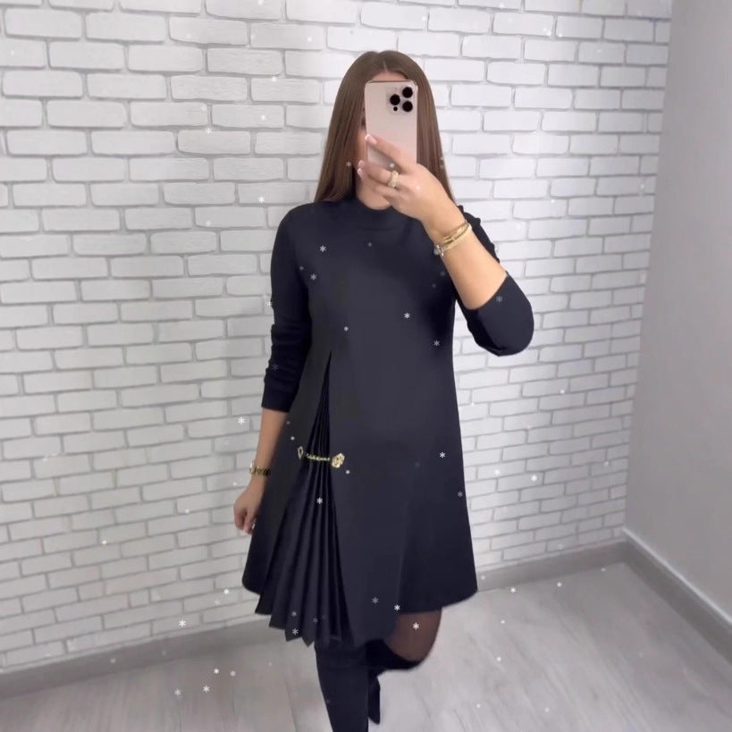 Damen Kleid Falten-Design Gurt Norvielle - Norvielle