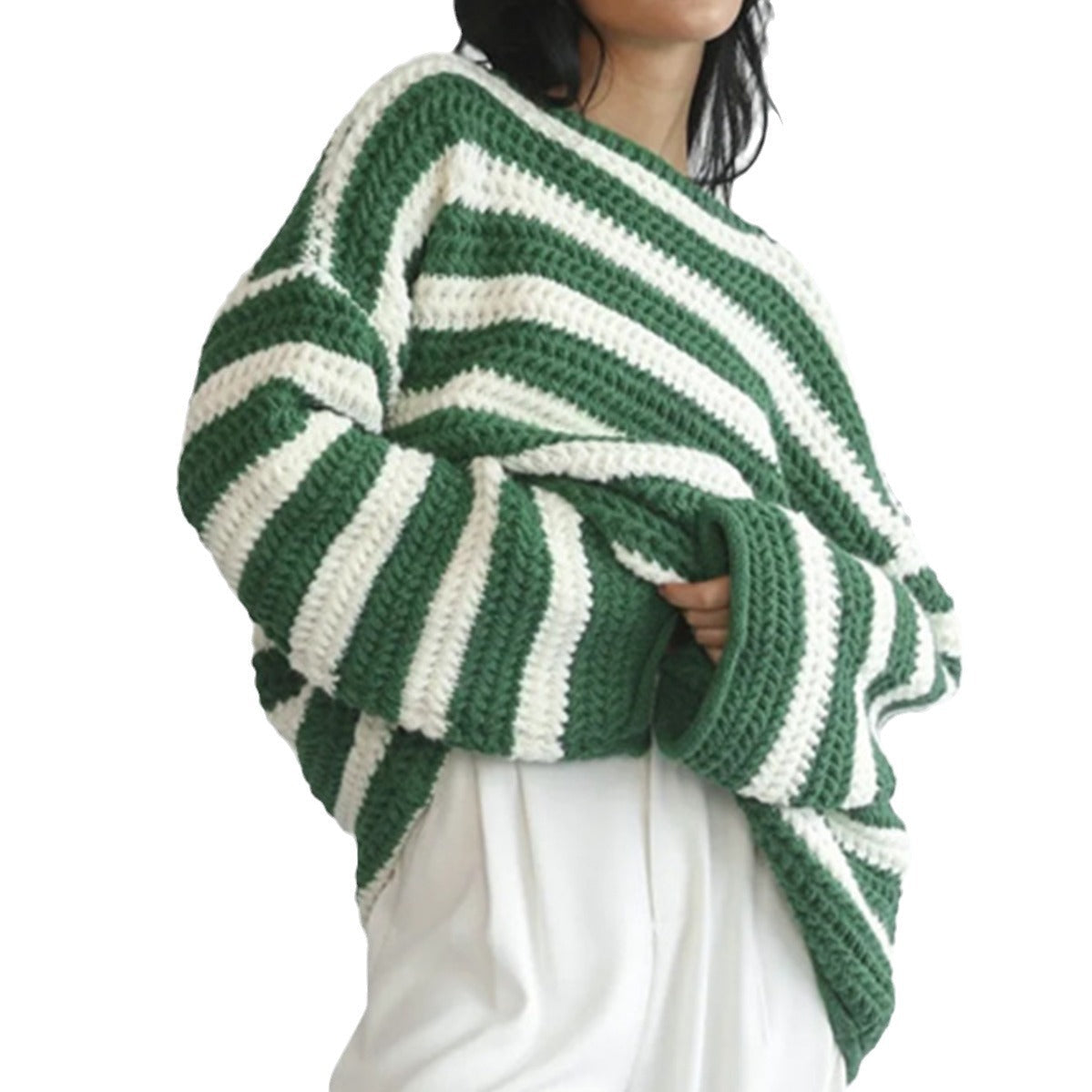 Damen Grobstrickpullover Streifenmuster Norvielle