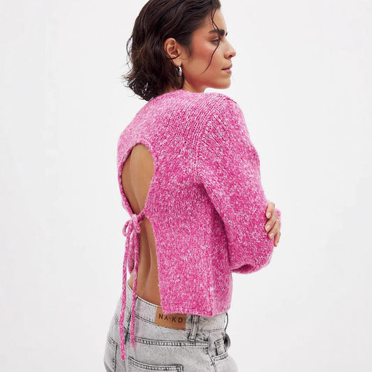 Damen Strickpullover Lässig Elegant Rückenausschnitt Norvielle - Norvielle