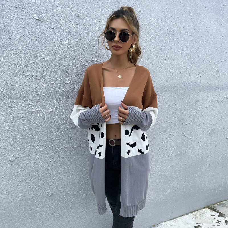 Damen Kuschelstrickjacke Blockdesign Bunt - Norvielle
