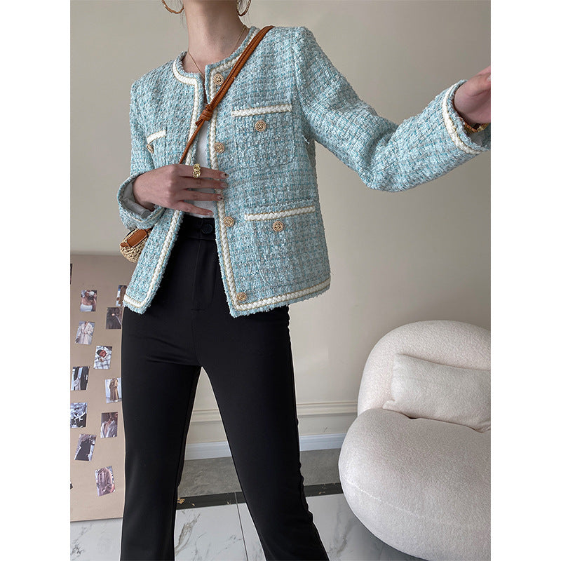 Damen Bouclé-Jacke Schmuckknöpfe Norvielle