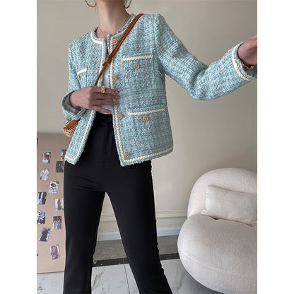 Damen Bouclé-Jacke Schmuckknöpfe Norvielle
