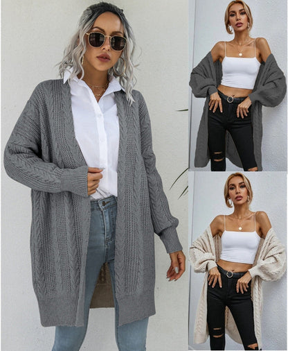 Damen Grobstrick-Cardigan Lässig Zopfmuster Norvielle - Norvielle