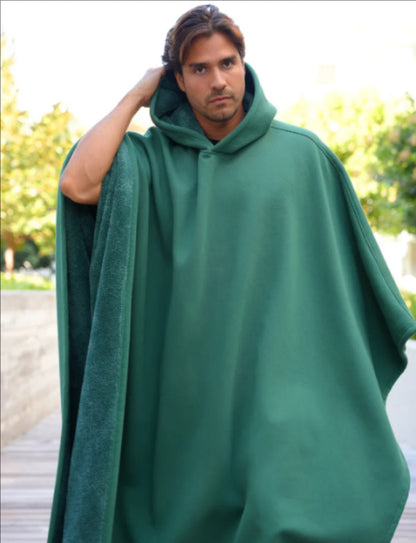 Damen Poncho-Decke mit Kapuze aus Wolle Norvielle