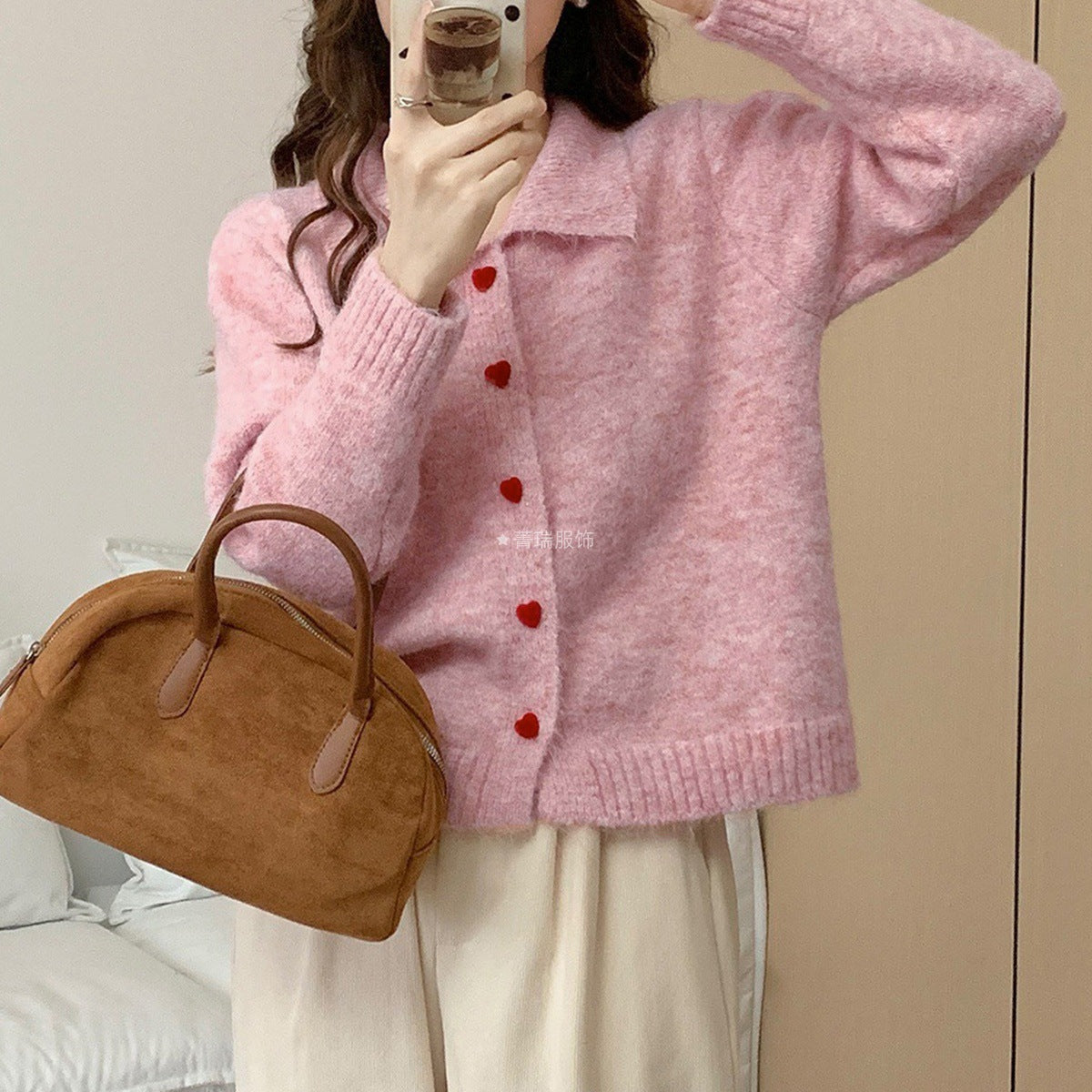 Damen Strickcardigan mit Herzen Norvielle
