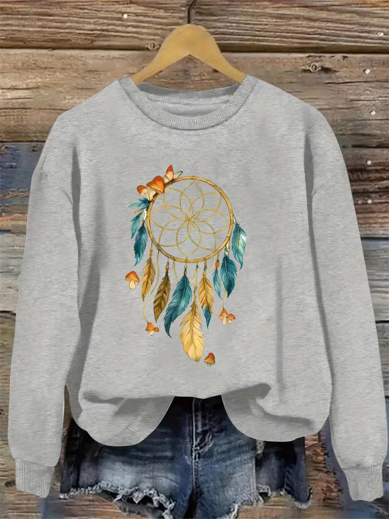 Damen Sweatshirt Traumfänger-Design Baumwolle Norvielle