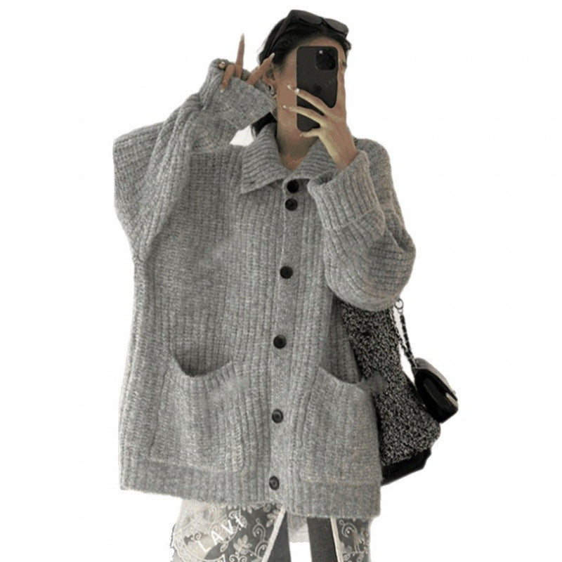 Damen Strickjacke V-Ausschnitt mit Taschen Norvielle