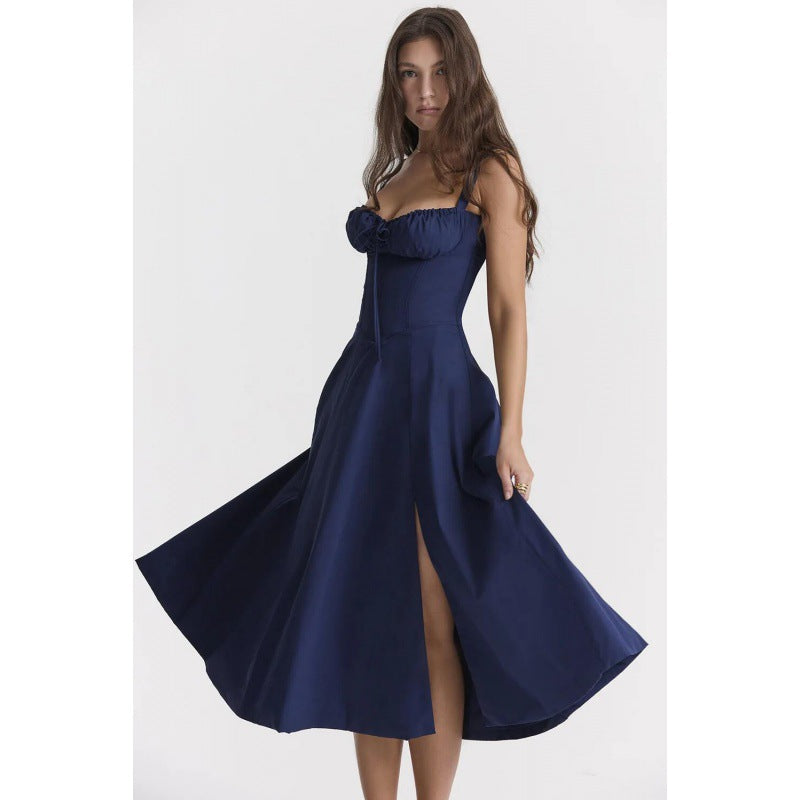 Damen Maxikleid Schulterfrei Rüschen Norvielle