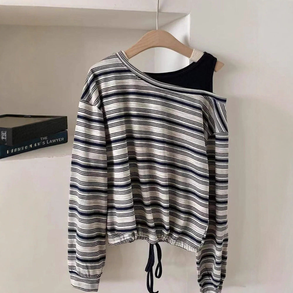 Damen Off-Shoulder Langarmshirt aus Baumwolle Norvielle