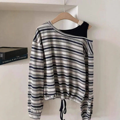 Damen Off-Shoulder Langarmshirt aus Baumwolle Norvielle