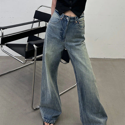 Damen Weite Denim-Jeans Hochbund Norvielle
